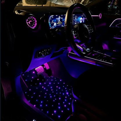 Fiber Optic Twinkle Stars Car Mats WaterProof Star Light Car LED Rugs With APP Remote Control Light Effect