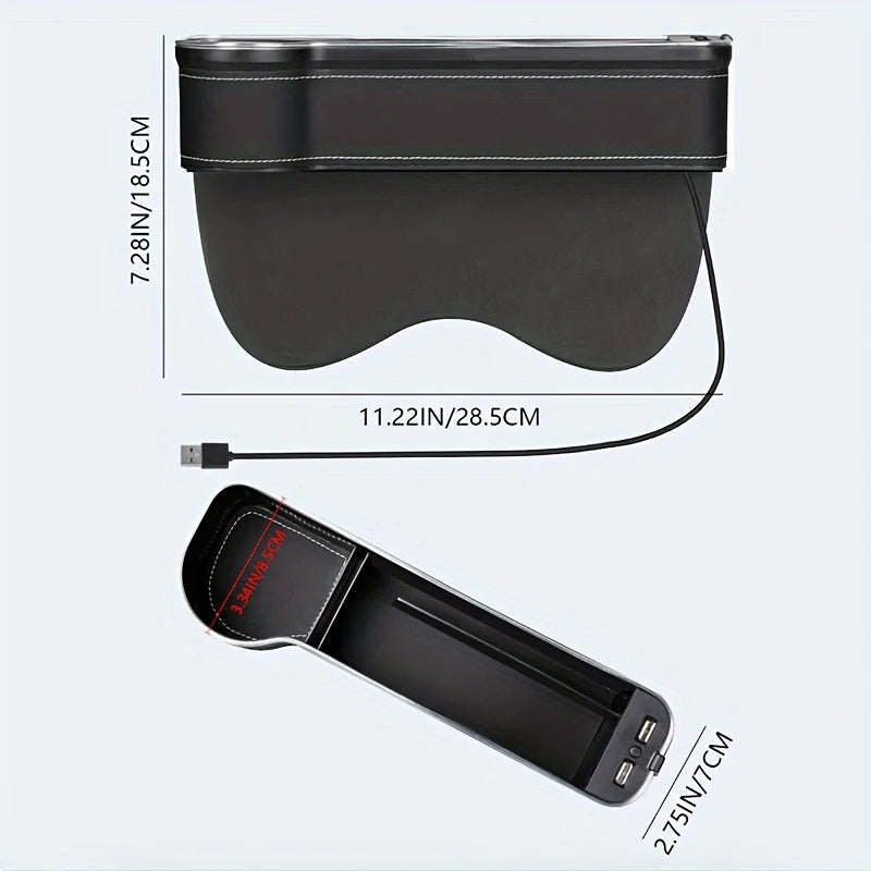 Car Seat Gap Organizer with USB Chargers